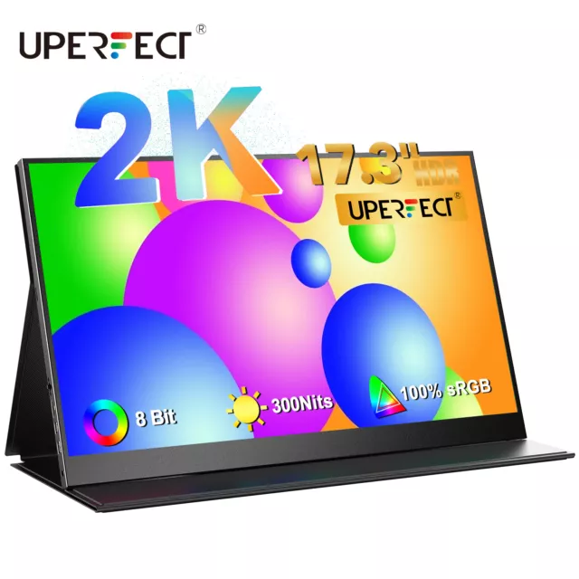 UPERFECT 17.3Zoll Portable Monitor 2K QHD Screen 2560*1440 IPS Second Display EU