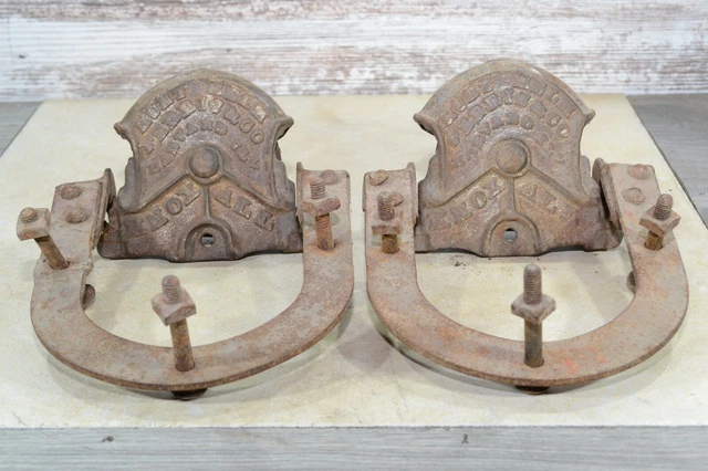 Lot Of 2 Antique Hunt Helm Ferris Knox All cast iron Barn Door Rollers Hangers