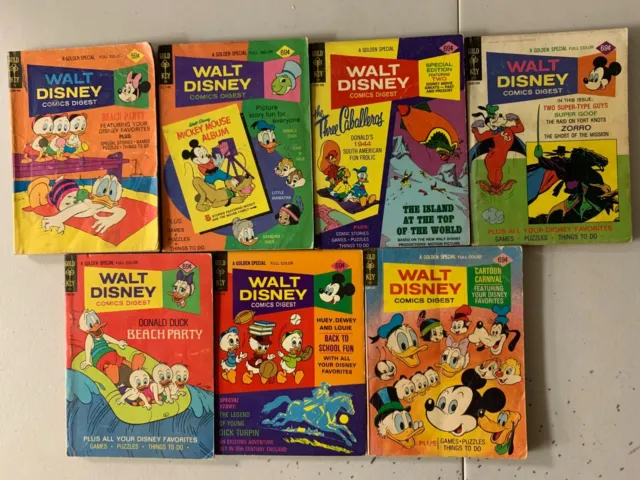 Walt Disney Comics Digest lot of 7 digests #48-56 7 diff 3.5 (1974-75)
