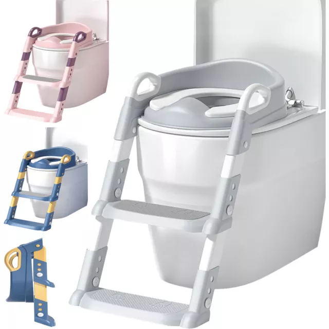 Potty Trainer Toilet Seat Chair Kids Toddler With Ladder Step Up Training Stool