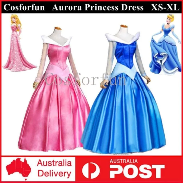 Women Adults Cinderella Aurora Costume Cosplay Disney Princess Fancy Dress Party