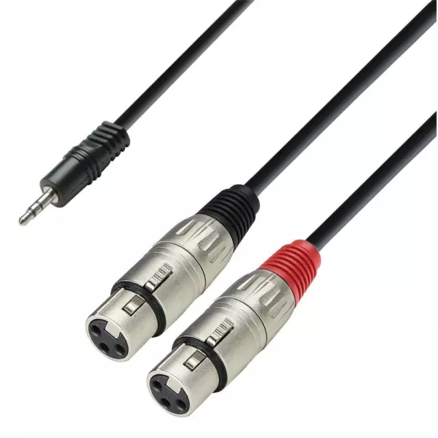 3 m Y-Adapterkabel 3,5 mm Klinke stereo 2 XLR Buchnse female Y-Kabel Klinke XLR