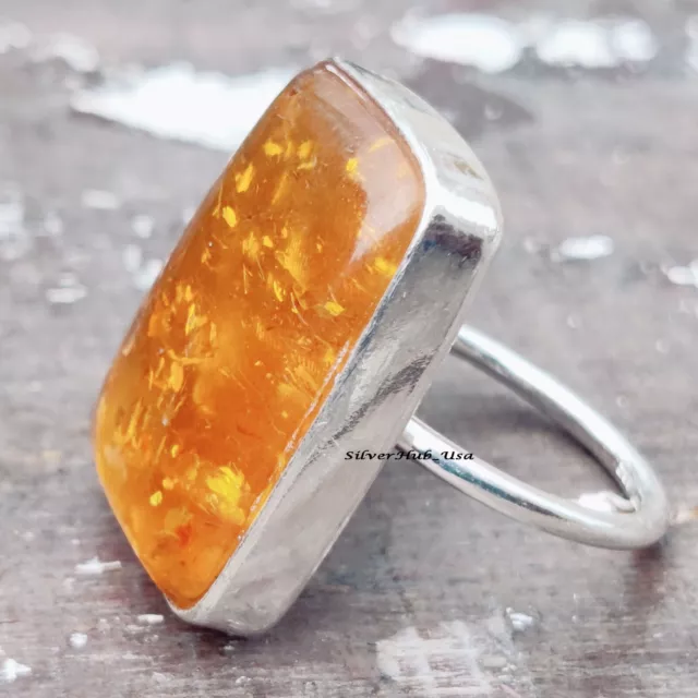 Baltic Amber  925 Sterling Silver Ring  Valentine Day Jewelry All Size EC-556