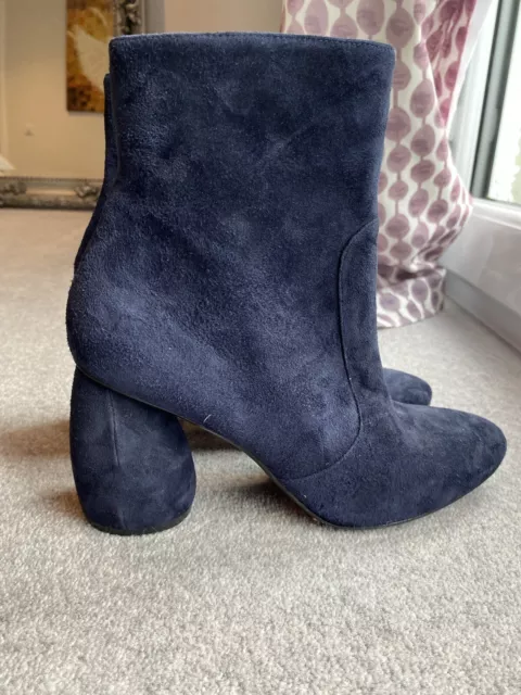 CARVEN Dark Blue Leather Suede Ankle Boots Euro : 40 UK7  RRP £660 BNWOB