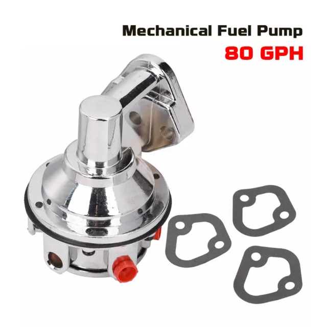 High Volume Chrome Mechanical Fuel Pump 80 Gph Suit Small Block Chevy 350 400 V8