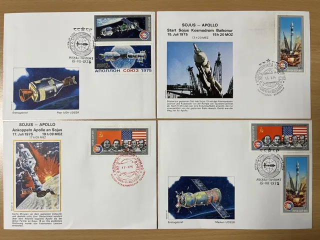 4 Belege Sojus Apollo UDSSR 1975 Raumfahrt Kosmonauten Weltraum Raketen