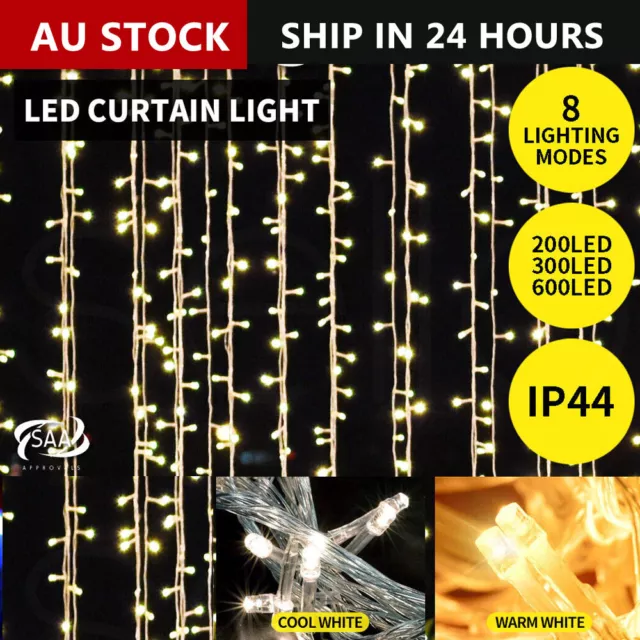 300 600 LED String Fairy Curtain Lights Waterfall Lamp Christmas Wedding Party