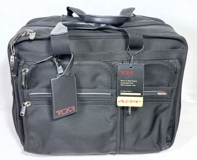 TUMI Alpha 26103D4 Deluxe Expandable Wheeled Rolling Briefcase Bag Black