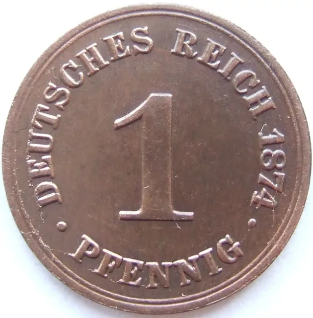 Moneta Reich Tedesco Impero Tedesco 1 Pfennig 1874 B IN Uncirculated