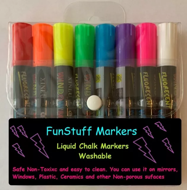 8 pcs Liquid Chalk Board Window Marker Erasable Pen 8 Pack Great FunStuff Marker