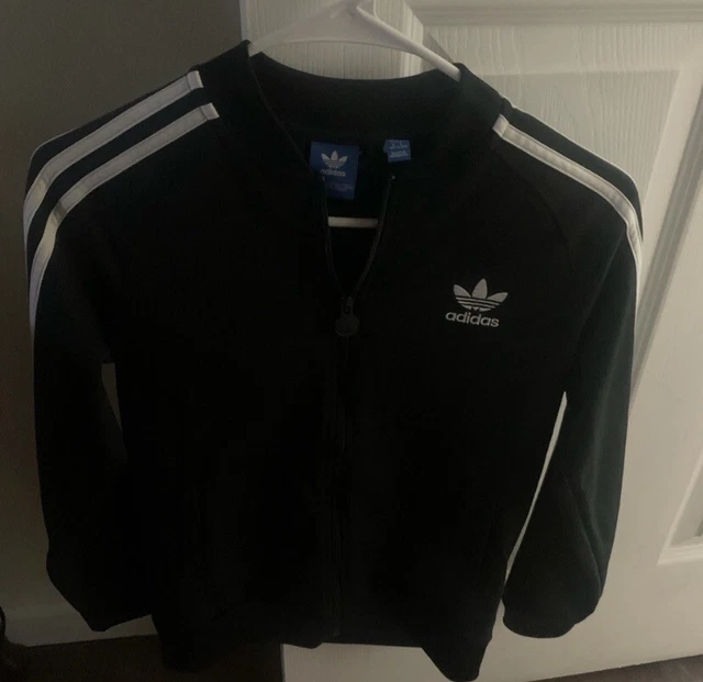 Adidas Originals black 3 stripes track jacket sz medium youth