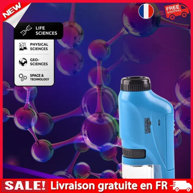 Kit de mini microscope avec lumière LED, microscope portable 60-120X pour enfant