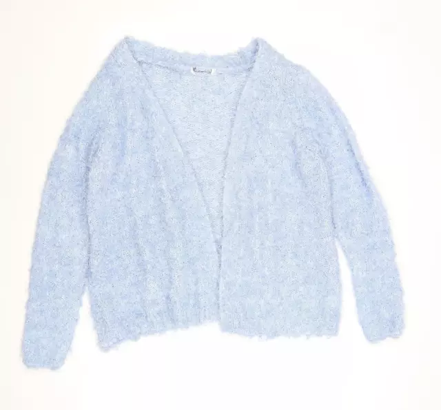 BHS Womens Blue V-Neck Acrylic Cardigan Jumper Size 14