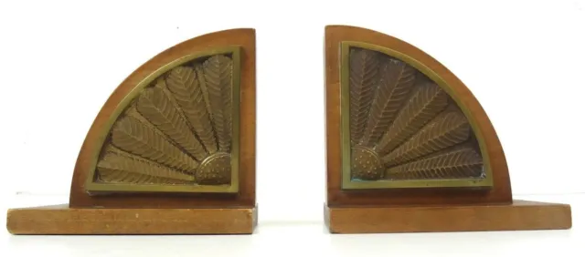Stunning Very Rare French 30S Art Deco Avantgarde Sunray Pair Bookends Antique