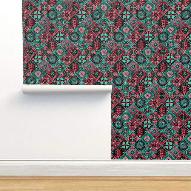 Removable Water-Activated Wallpaper Traditional Spanish Tiles Ceramic Tile