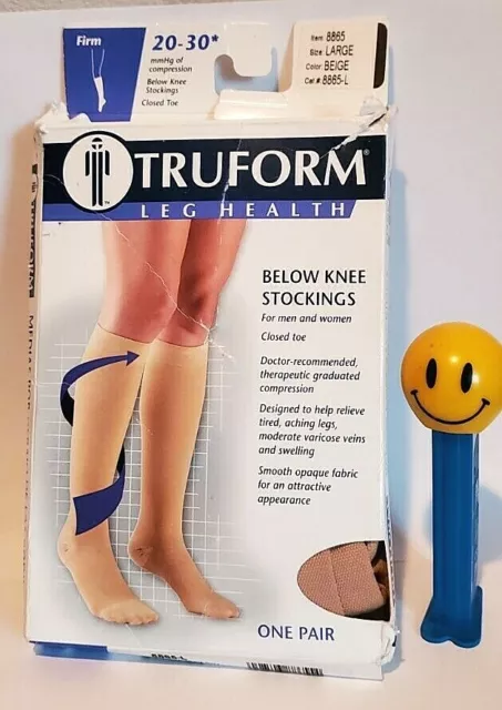 Medias de compresión TruForm debajo de la rodilla 8865 beige talla L punta cerrada NUEVAS