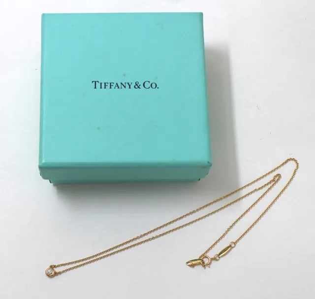 Tiffany & Co. Elsa Peretti By the Yard K18YG 1P Diamond Pendant Necklace