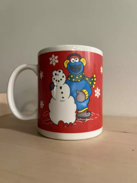 VINTAGE Sesame Place Sesame Street Elmo Cookie Monster Winter Coffee Cup Mug