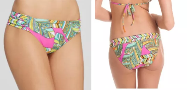 Nwt $62 Trina Turk *Tuvalu* Pink Green Vibrant Print Bikini Bottoms 4