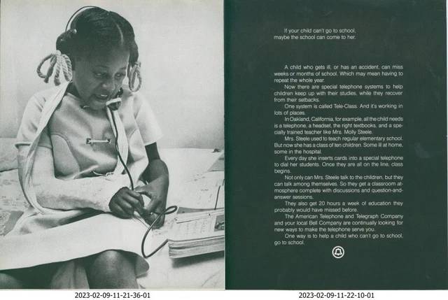 1971 AT&T Oakland CA Tele-Class School Molly Steele Bell Vintage Print Ad L27