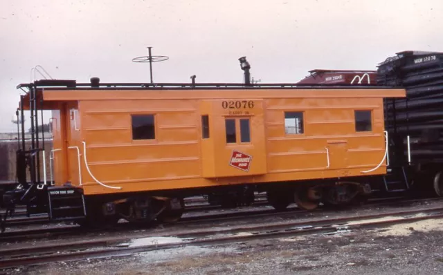 The Milwaukee Road Caboose #02076 @ Wisconsin - Duplicate 35mm Railroad Slide