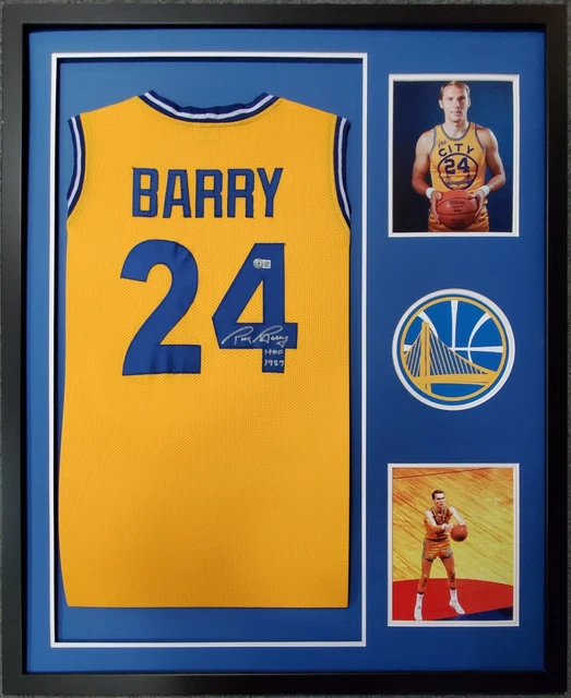 Rick Barry Autographed Custom Framed Golden State Warriors Jersey Beckett