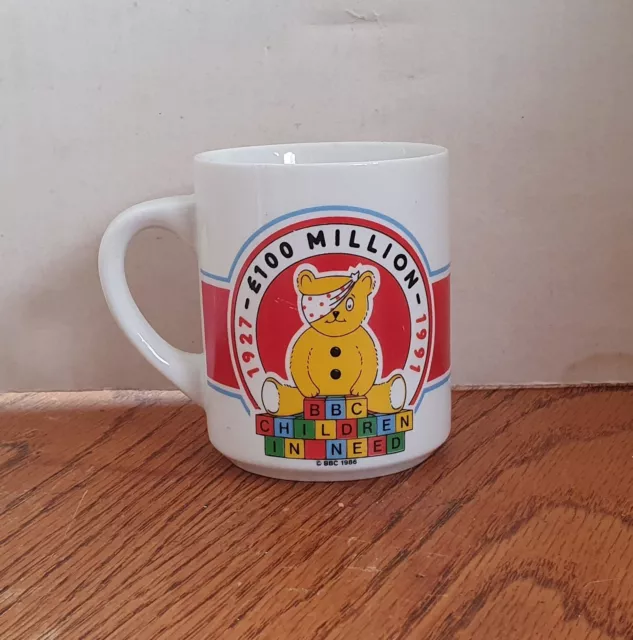 Vintage BBC Children In Need 1991 Mug Pudsey Bear 100 Million Collectable Cup