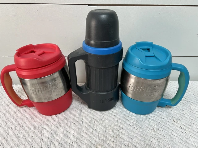 LOT OF 2 BUBBA KEG Insulated Travel Mug & ONE THERMOS  RED BLUE MINIMAL USE
