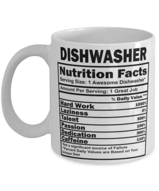 Funny Dishwasher Mug Nutritional Facts Coffee Mug 11oz White