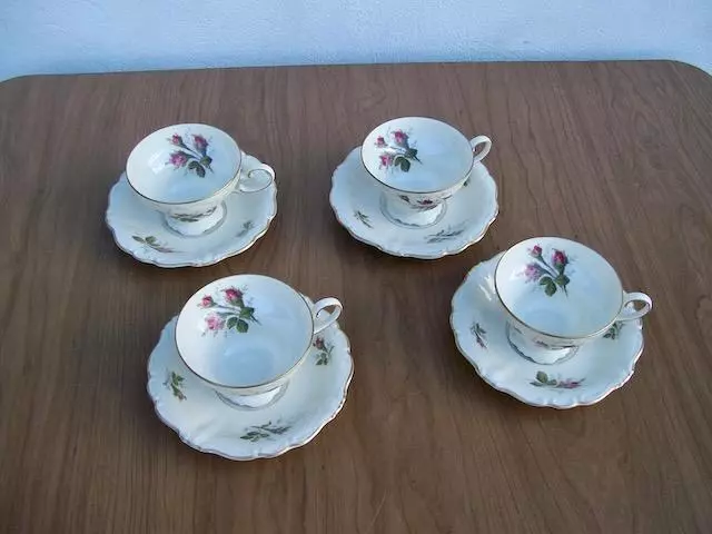 Rosenthal Selb Germany Pompadour  *Moss Rose* ( 4 Cup &  Saucer Sets ) Unused