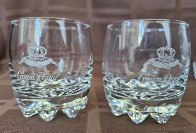 Crown Royal Starburst Whiskey Lowball Rocks Etched Crown Glasses (Set of 2)