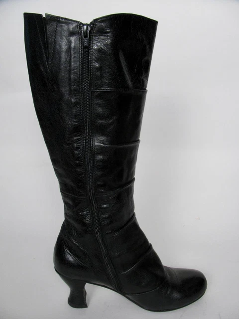 Miz Mooz Amelia Boots Black Leather Tall Button High Heel Victorian Shoes-6.5