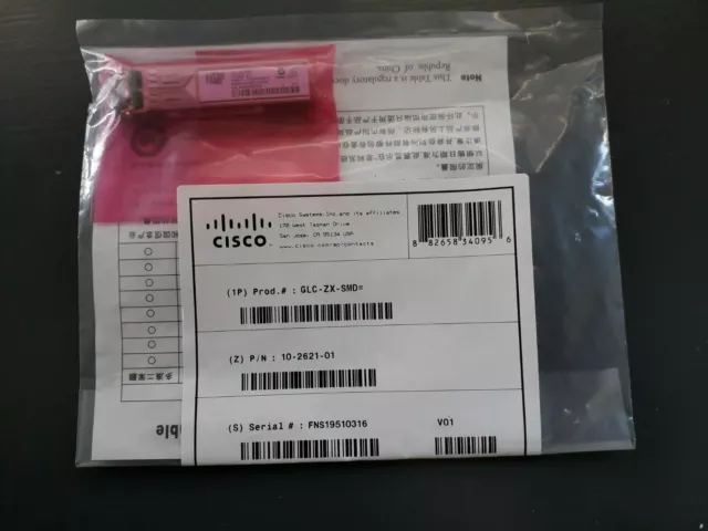 CISCO GLC-ZX-SMD 1000BASE-ZX SFP Transceiver 1550nm SMF 80KM (BRAND NEW SEALED)