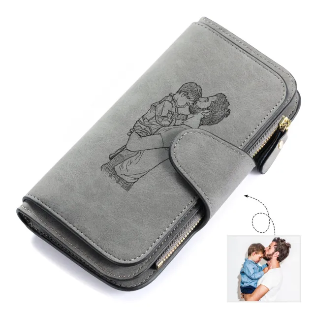 Customized PU Leather Long Folio Wallet Photo and Text - Personalize your style!