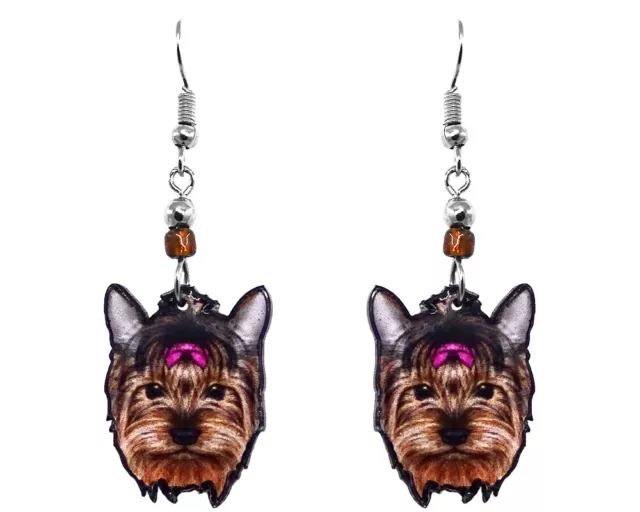 Yorkie Dog Face Earrings Pet Head Animal Graphic Womens Cute Breed Puppy Jewelry