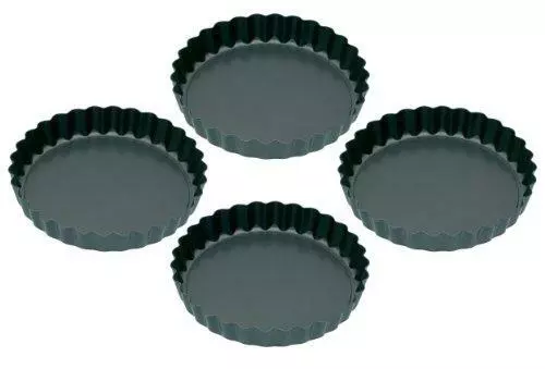 KitchenCraft Mini Tart Tins / Quiche Dishes with Non Stick Coating 10cm Set of 4