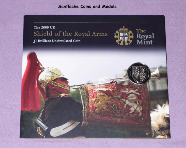 2009 Royal Mint Specimen Shield Of Arms £1 Coin In Folder