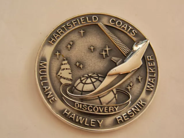 STS-41D Flown Silver Robbins Medallion 1st Mission Space Shuttle DISCOVERY NASA