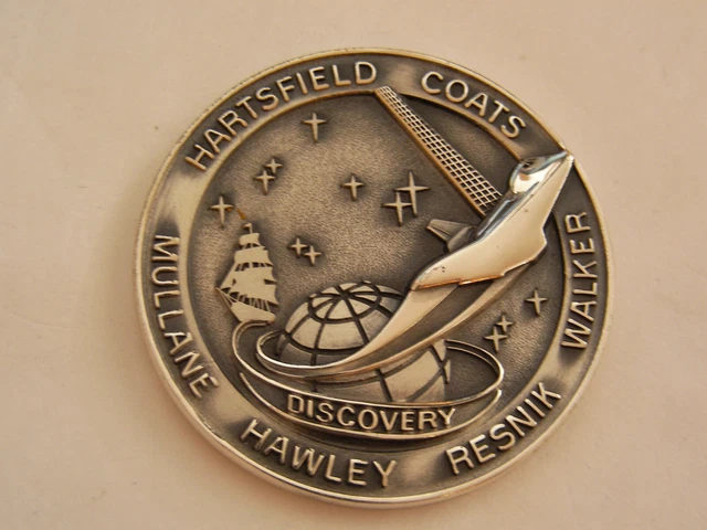 STS-41D Flown Silver Robbins Medallion 1st Mission Space Shuttle DISCOVERY NASA