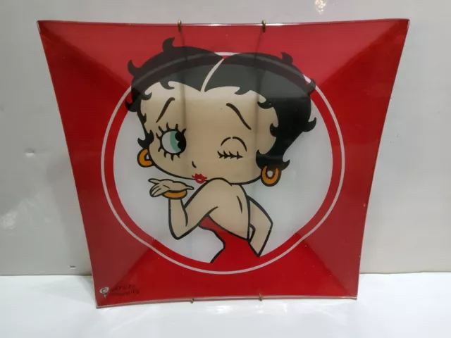 Betty Boop Kiss Wink Glass Decorative Plate Serving Wall Hangings Square Beveled