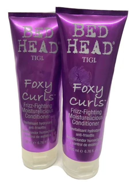 2 bed head tigi foxy curls frizz-fighting conditioner 6.76oz scuffed bottle