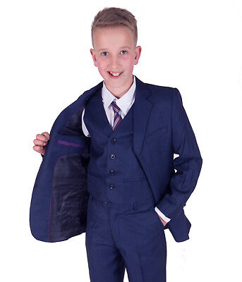 Boys Suits 5 Piece Boys Blue Wedding Suit Page Boy Suit Party Prom 2-15 Years