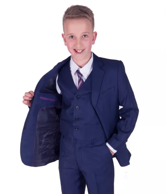 Boys Suits 5 Piece Boys Blue Wedding Suit Page Boy Suit Party Prom 2-15 Years