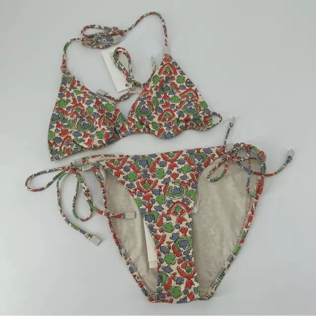 Tory Burch | Legacy Paisley String Bikini Top and Bottom | Small New with Taf