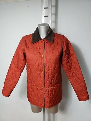 Barbour Shaped Liddesdale Quilted Genuine Red Corduroy Coat Jacket Size Uk 8 36