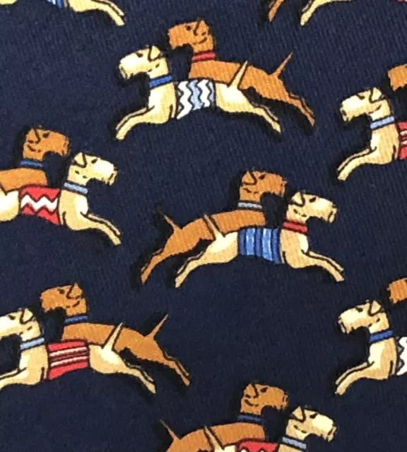 Salvatore Ferragamo DOG Show RACING Blue Silk Neck Tie GREYHOUND Races Necktie