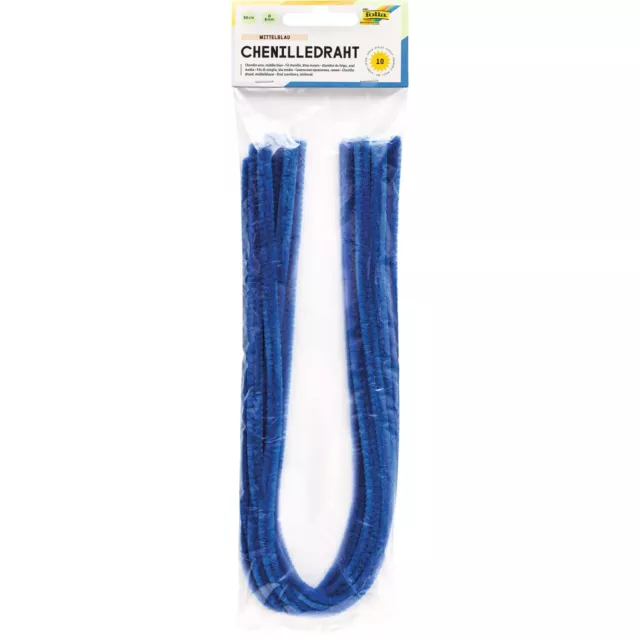 folia 77834 - Chenille Wire Pipe Cleaners, Pack of 10 in Medium Blue, Diameter 8