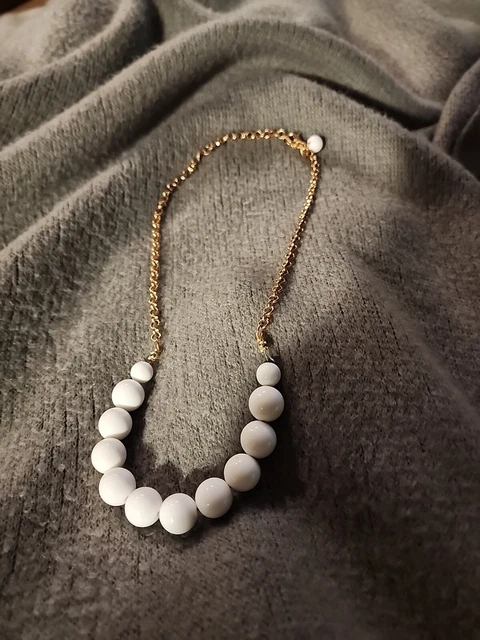 Charming Charlie Gold Tone Chain With White Beads Necklace