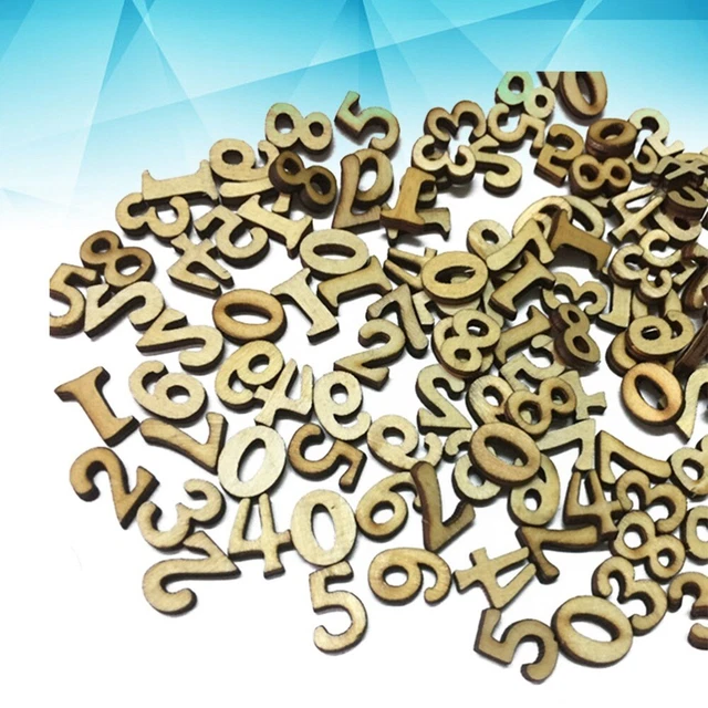 100 pz legni numeri di legno incompiuti lettere di legno per il fai da te