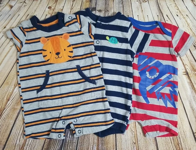 Carters Newborn Infant Baby Boy 0-3 Months Summer Rompers Lot of 3